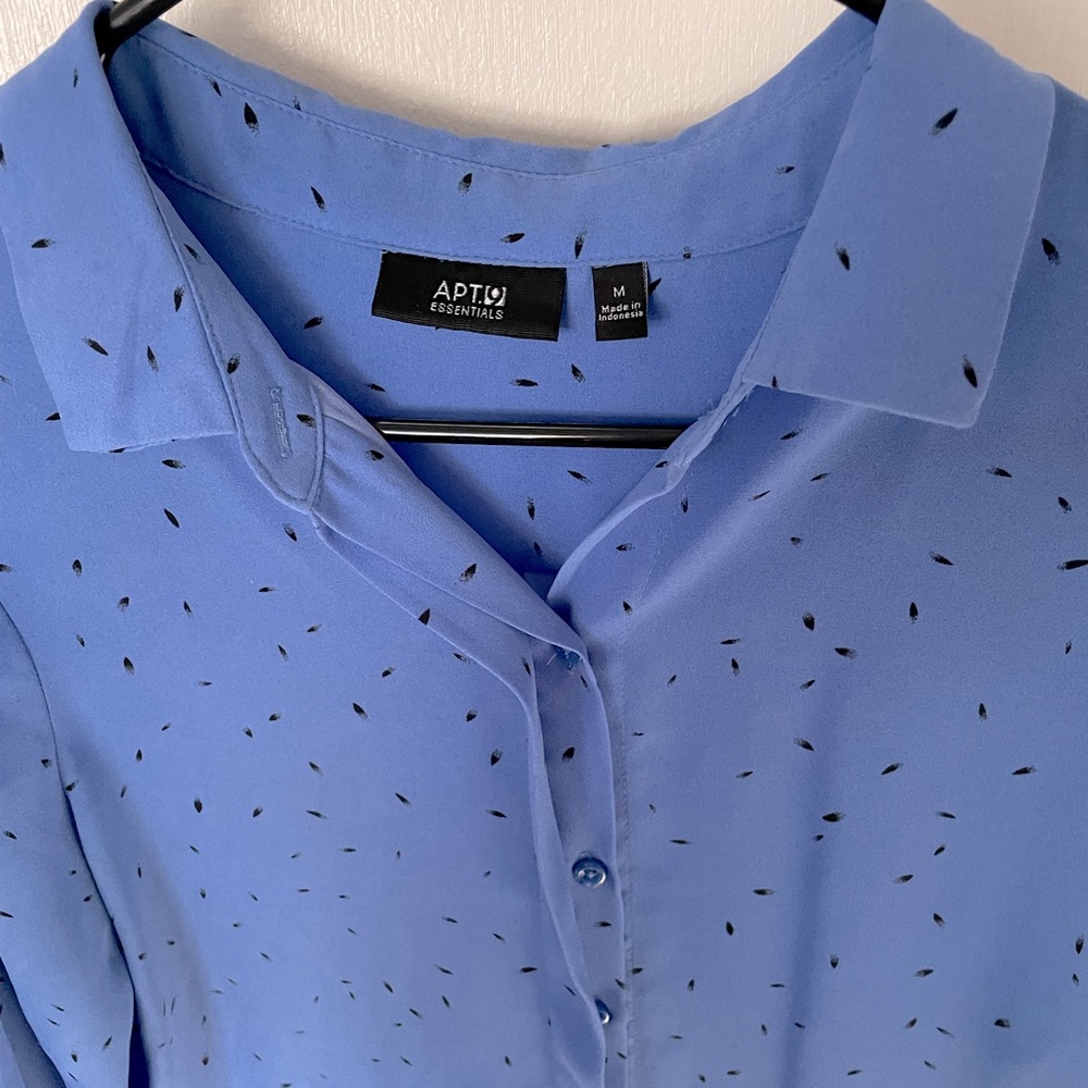 Light blue and black button down blouse